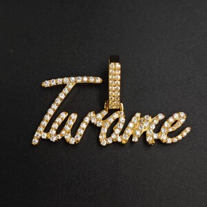 Custom Name Pendant for Men / 925 Silver with Natural Diamonds / Personalized Gold Plated Jewelry Gift / Men&#39;s Script Style Diamond Necklace