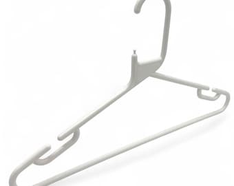 White Heavy Duty 41.5cm Plastic Hangers with Trouser Bar and Shoulder Notches