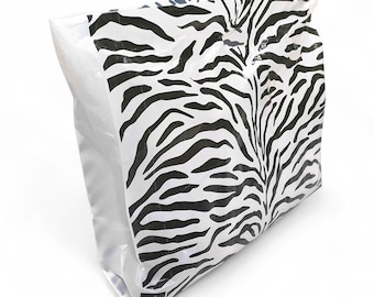 X-Large Plastic Zebra Print Carrier Bags -Recyclable, Durable Retail Shopping Bags -22" x 20" + 4" (56 x 45 cm)