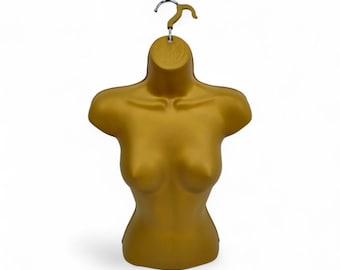 Gold Female Hanging Half Body Mannequin Form 660mm Matt Plastic Display Torso