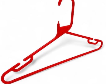 Red Heavy Duty 41.5cm Plastic Hangers with Trouser Bar and Shoulder Notches