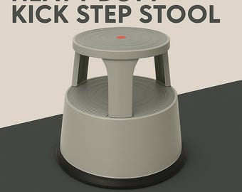 Durable Grey Steel Kick Step Stool Non-Slip Portable for Home Office Warehouse