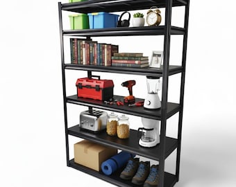Heavy-Duty Boltless Steel Shelving Unit, Powder-Coated, Adjustable 5-Tier Rack