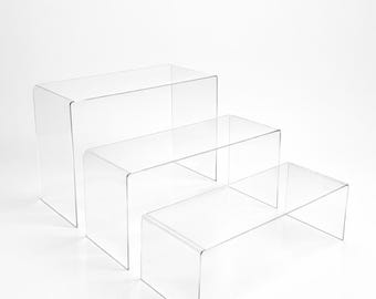 Clear Acrylic Display Bridge Stand 4mm Thick Retail Showcase Riser