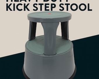 Basalt Grey Steel Kick Step Stool Non-Slip Portable for Home Office Warehouse