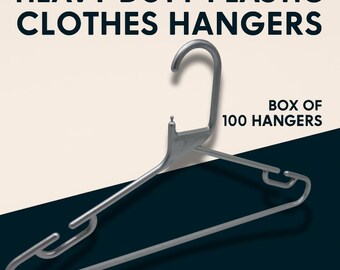 100x Silver Grey Strong Heavy Duty Plastic Adult Coat Hangers with Trouser Bar
