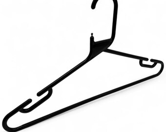 Black Heavy Duty 41.5cm Plastic Hangers with Trouser Bar and Shoulder Notches