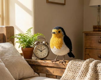 Patrón de ganchillo de petirrojo, amigurumi de pájaro realista en PDF, tutorial de peluche de petirrojo, patrón de ganchillo de animal