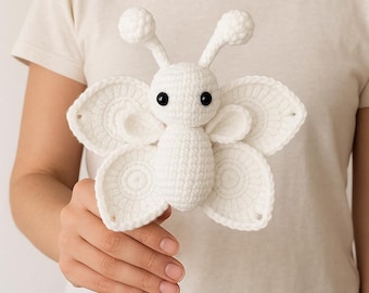 Butterfly Crochet Pattern, White Butterfly Amigurumi PDF, Insect Plush Tutorial, Animal Crochet Pattern
