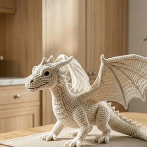 Patrón de dragón a crochet, PDF de amigurumi de dragón realista, tutorial de peluche de dragón de fantasía, patrón de criatura mítica