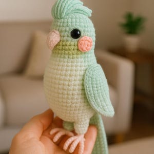 Crochet Cockatiel Amigurumi Pattern – Parrot Plush PDF – Bird Toy Crochet Tutorial – Handmade Animal Toy Gift Idea