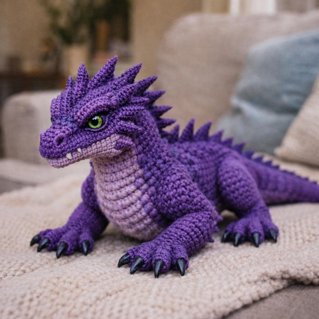 ト*ト様 あみぐるみ　ドラゴン　黒×紫 Dragon Crochet Pattern, Fantasy Dragon Amigurumi PDF, Realistic