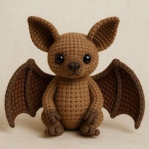 Padrão de crochê de morcego, PDF de amigurumi de morcego, tutorial de pelúcia de morcego para o Halloween, padrão de crochê de animal