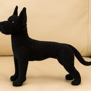 Black Crochet Dog Pattern, Amigurumi Great Dane PDF Tutorial, Handmade Crochet Puppy Pattern, DIY Dog Plush Toy, Instant Download