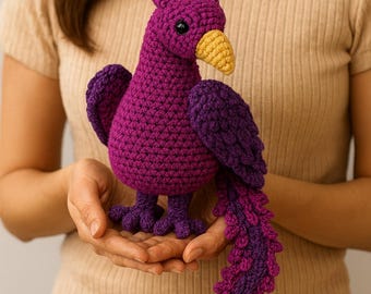 Purple Phoenix Crochet Pattern, Amigurumi Firebird Plushie (PDF Pattern)