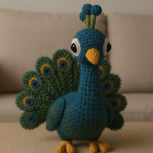 Amigurumi Pfau Häkelanleitung • DIY Plüschtier Vogel (PDF-Muster)