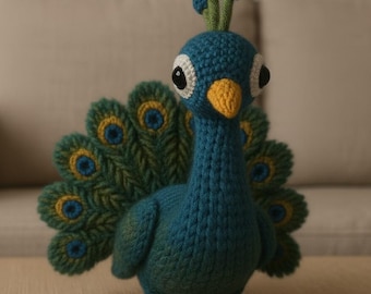 Amigurumi Peacock Crochet Pattern • DIY Plush Bird Toy (PDF Pattern)