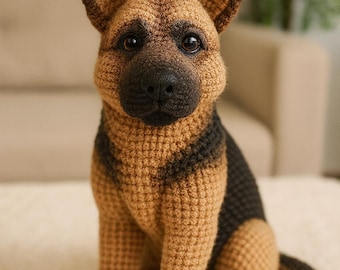 German Shepherd Crochet Pattern, Amigurumi Puppy Plush Toy (PDF Pattern)