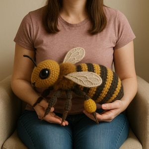 Realistische Honigbiene Häkelanleitung PDF | Amigurumi Biene Plüsch Anleitung | Detaillierte Schritt für Schritt Tier Häkelanleitungen | Großes Insekten Spielzeug