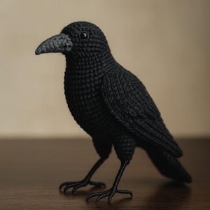 Rabe Häkelanleitung PDF – Amigurumi Krähe Plüschtier – Halloween Vogel Muster – Gothic Rabe Dekor – Schwarzer Vogel Häkelanleitung