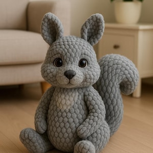 Virkmönster för amigurumi-ekorre, plyschleksak i skogen (PDF-mönster)