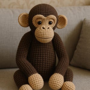 サルのかぎ針編みパターン、サルの編みぐるみPDF、ジャングル動物のぬいぐるみチュートリアル、動物のかぎ針編みパターン