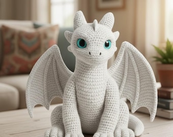 Light Fury Dragon Crochet Pattern, Fantasy Dragon Amigurumi PDF, White Dragon Plush Tutorial