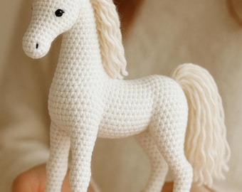 White Amigurumi Horse Pattern PDF – Crochet Horse Toy Tutorial, Stuffed Animal Plushie, Handmade Pony, Detailed Written Instructions