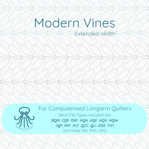 MODERN VINES Digital Pantograph: Långarmsquiltningmönster (nedladdningsbar broderifil)
