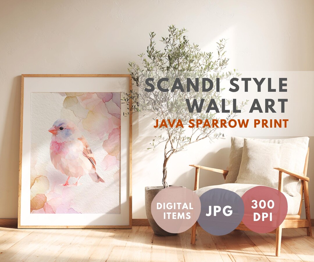 Minimalist Colorful Java Sparrow Print – Scandinavian Style Wall Art ...