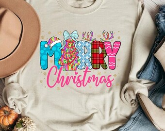 Retro Merry Christmas Tree PNG, Pink Christmas Sublimation (Digital Download)