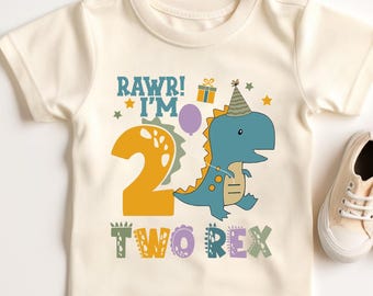 Dinosaurier 2.Geburtstag PNG: 'Rawr I'm 2' Sublimationsdesign (Digitaler Download)