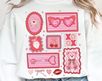 Pink Valentine Coquette Heart Png, Be Mine Png, Kiss Me Png, XOXO Png, Sweet Cherry Love Png, Happy Valentine Day Png, Trendy Valentine Png