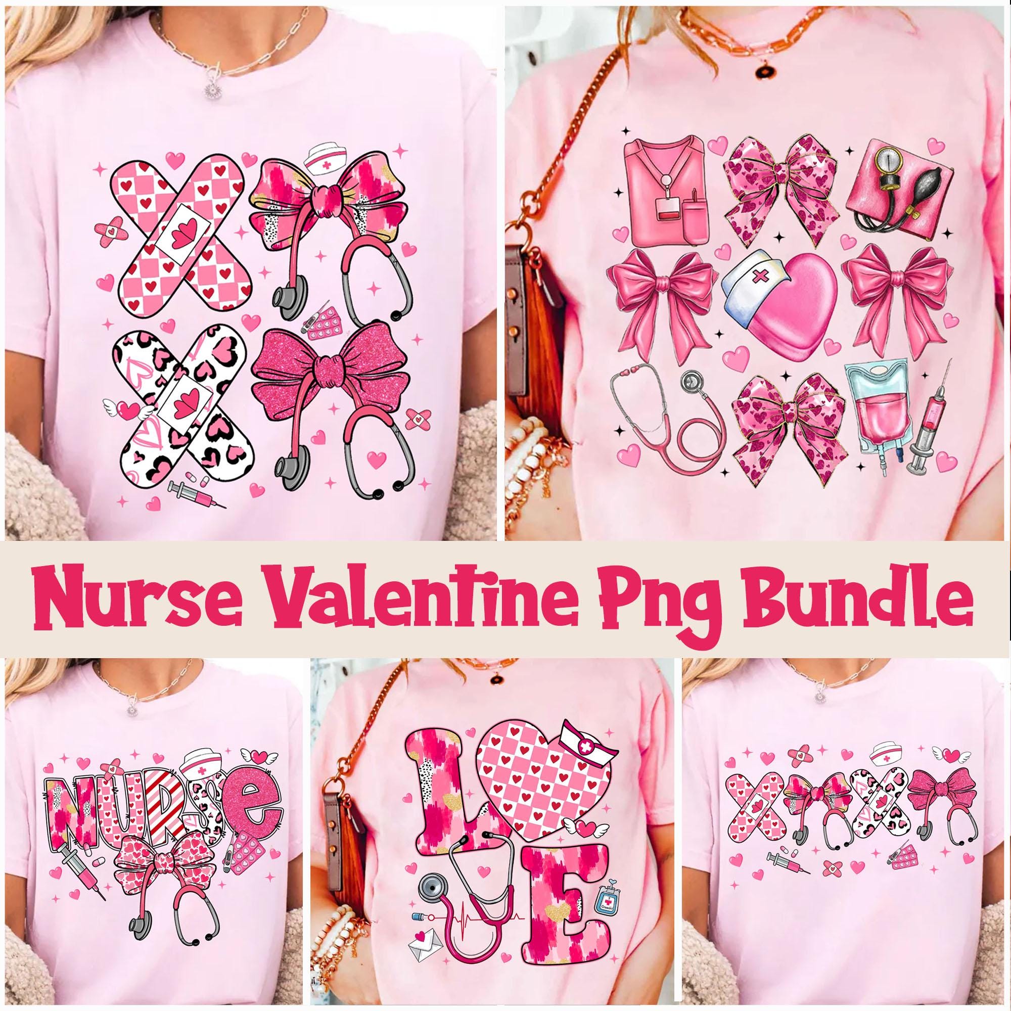 Nurse Valentine PNG Bundle | Coquette Love Heart Designs (digital ...