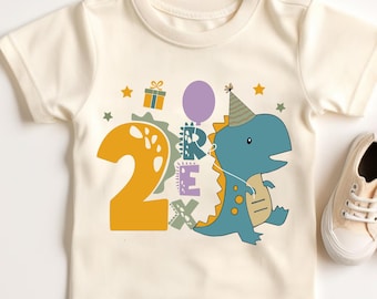 Zwei Rex Dinosaurier Geburtstag PNG, Dino Birthday Boy Outfit (Digitaler Download)