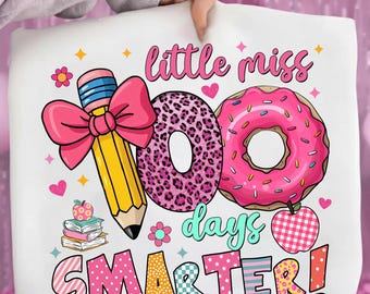 Pequeña Señorita 100 Días Más Inteligente PNG, Diseño de Colegialas (Descarga Digital)