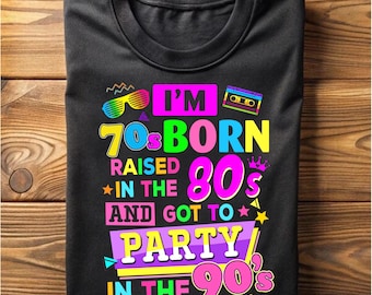 70s 80s 90s Birthday Girl PNG, Rave Party Design (Digital Download)