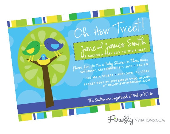Purple Birdie Baby Shower Invites Bird Shower Invitation Baby Girl Invitation Bird Baby Shower Invitation Printable or Printed 0037-R