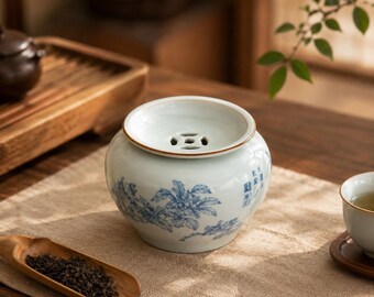 Ceramic Water Washing Tea Jar, Gongfu Tea Waste Water Bowl, Blue White Porcelain Tea Dregs Jar, Kung Fu Tea Ceremony Accessory