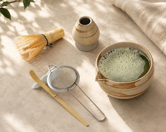 Matcha Set with Bowl & Whisk | Japanese Tea Ceremony Set | Matcha Bowl Kit | Matcha Making Tools | Matcha Gift Set | Tea Lover Gift
