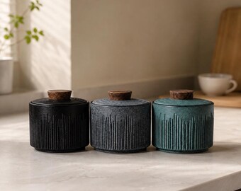 Handmade Ceramic Tea Canister, Japanese Wabi Sabi Jar, Minimalist Spice Storage