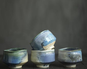 Handmade Japanese-Style Chawan, Kiln-Fired Ceramic Cup, Rustic Glazed Pottery Chawan, Artisan Ceremonial Cup, Wabi Sabi Ceramic