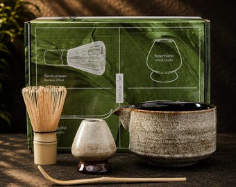 Matcha Set, Japanese Matcha Tea Set, Ceramic Matcha Bowl with Spout, Bamboo Whisk Set, Matcha Starter Kit, Tea Ceremony Set, Matcha Gift