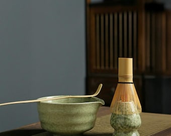 Matcha Set Japanese Tea Set – Ceramic Matcha Bowl, Bamboo Whisk, Scoop & Holder, Traditional Matcha Making Kit for Tea Ceremony