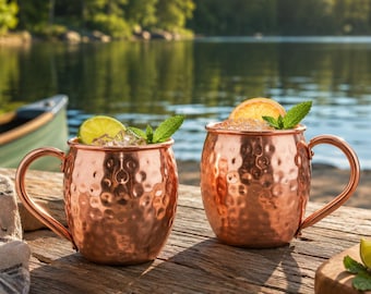 Copper Mule Mugs , Hammered Moscow Mule Mug, Pure Copper Cocktail Cup, Handmade Drinkware, Barware Gift, Copper Mule Cup 350ml 500ml