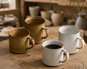 Ceramic Mugs Nordic Coffee Cup, Riveted Stoneware Mug, Handmade Pottery Mug, Rustic Tea Cup, Wabi Sabi Kitchen Decor, Gift for her and him