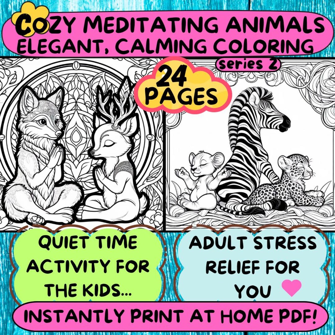 Meditating Animals Coloring Book, Art Nouveau Style (PDF) - Etsy