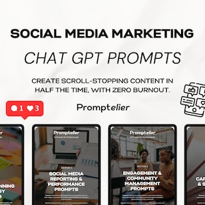 Social Media Marketing ChatGPT Prompts | Content Calendar, Caption Generator, Campaign Planner, Engagement & Reporting AI Pack for Marketers