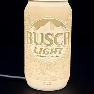 Busch Light Can Lamp – 3D Printed Beer Can Light – Unique Gift for Beer Lovers – Bar Decor – Man Cave Light