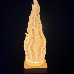 3D Printed Flame Lamp – Unique Fire Decor – Modern Ambient Night Light – Cozy Home Lighting Gift